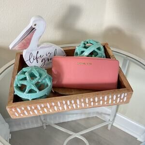 Michael Kors Peach Large Jet Set Continental Leather Wallet Wristlet NEW W TAG